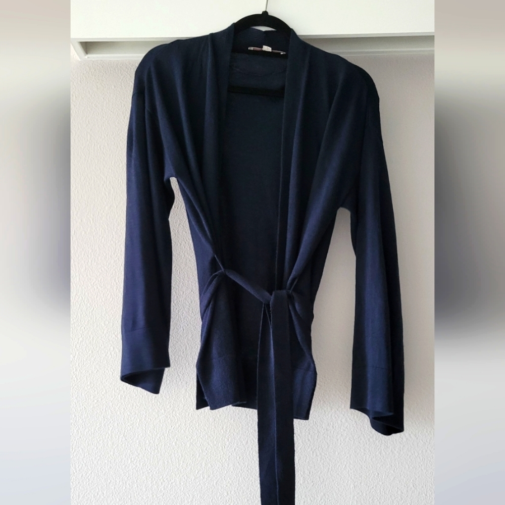 LOFT Wrap Cardigan Sweaters, Extra Wide Sleeves, Women's Small, Dark Navy Blue
